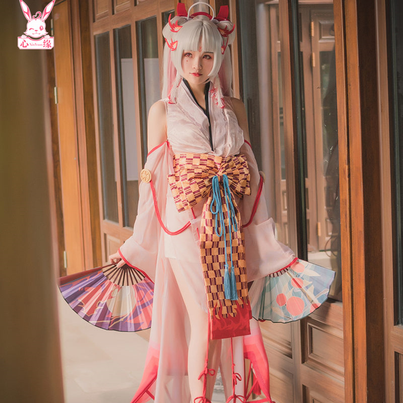 阴阳师cosplay服不知火阿离和服大正风cosply服装女动漫假发木屐-图0