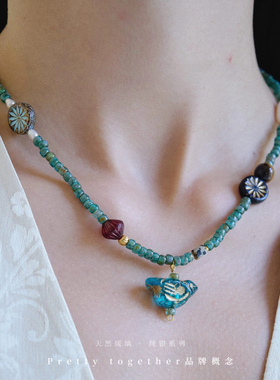 意大利手工古董珠复古小鸟锁骨链