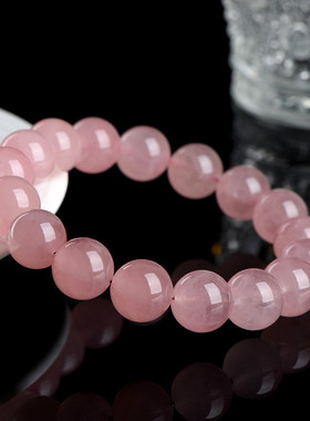 粉色水晶手链天然马粉水晶手串链单圈粉色水晶饰品送闺蜜礼物