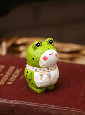可爱的手工彩绘木雕围巾小青蛙