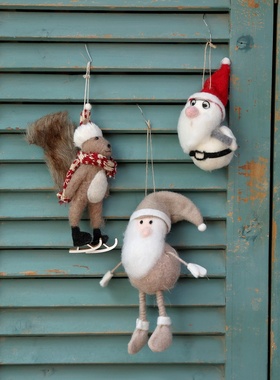 羊毛毡圣诞小公仔玩偶装饰摆件