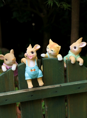 动物卡通树脂攀爬花盆边玩偶娃娃