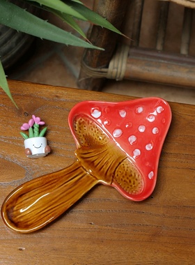 可爱陶瓷红蘑菇下午茶创意摆件