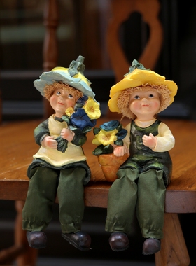 美式乡村花朵帽仙子采花情侣吊脚