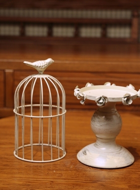 复古铁艺烛台客厅玫瑰花朵设计