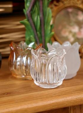 郁金香纹理蜡烛杯氛围感浪漫摆件