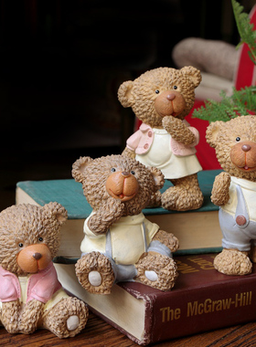 卡通泰迪熊创意萌粒潮玩蛋糕车载桌面橱窗我是家居装饰树脂小摆件