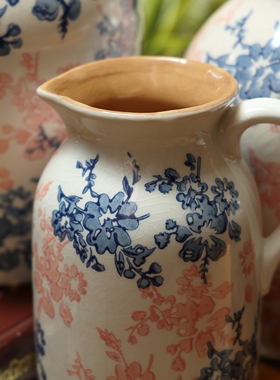 中式复古裂纹芍药花瓶轻奢摆件