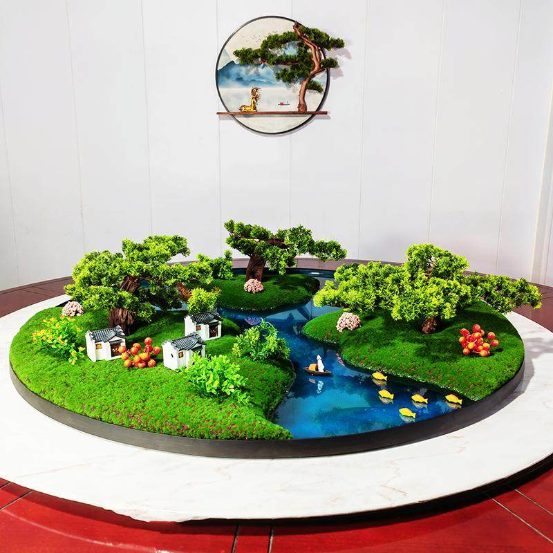 新中式餐桌花艺摆件餐厅大圆桌中间转盘摆件装饰品餐桌沙盘摆花,淘宝优惠券,粉丝福利购,淘宝优惠卷