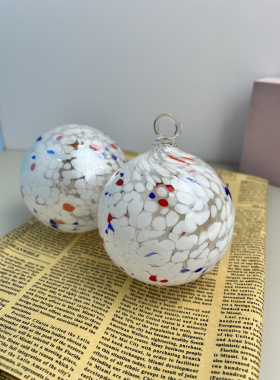 两只装中古外贸手工彩色玻璃球挂件圣诞装饰玻璃球挂件