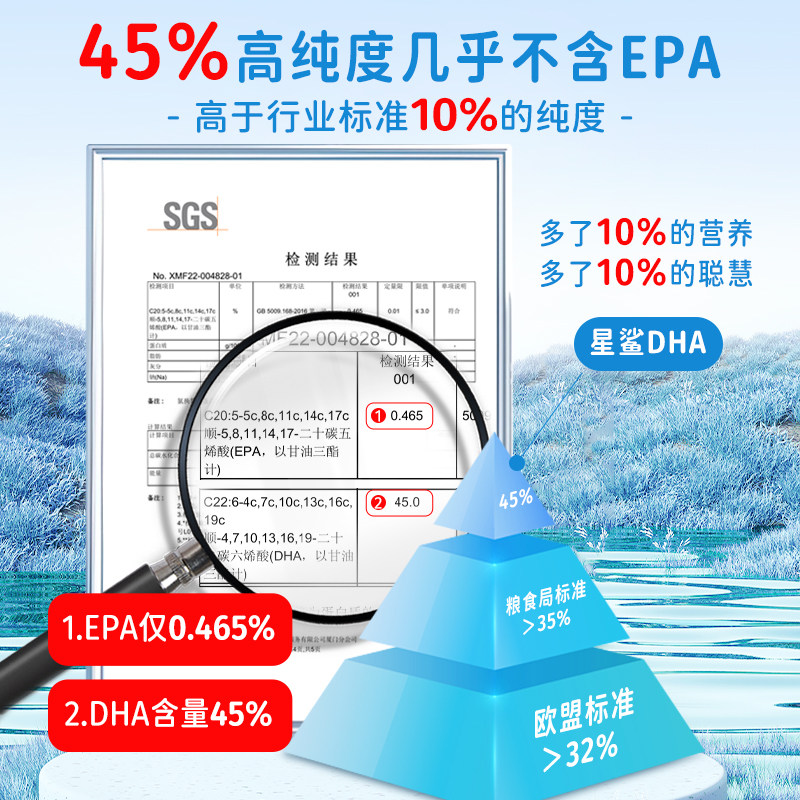 星鲨婴幼儿dha海藻油60粒宝宝藻油 星鲨母婴DHA/核桃油