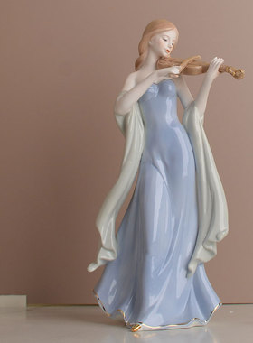 欧式拉提琴摆件家居饰品客厅电视柜玄关酒柜装饰品西洋美女工艺品