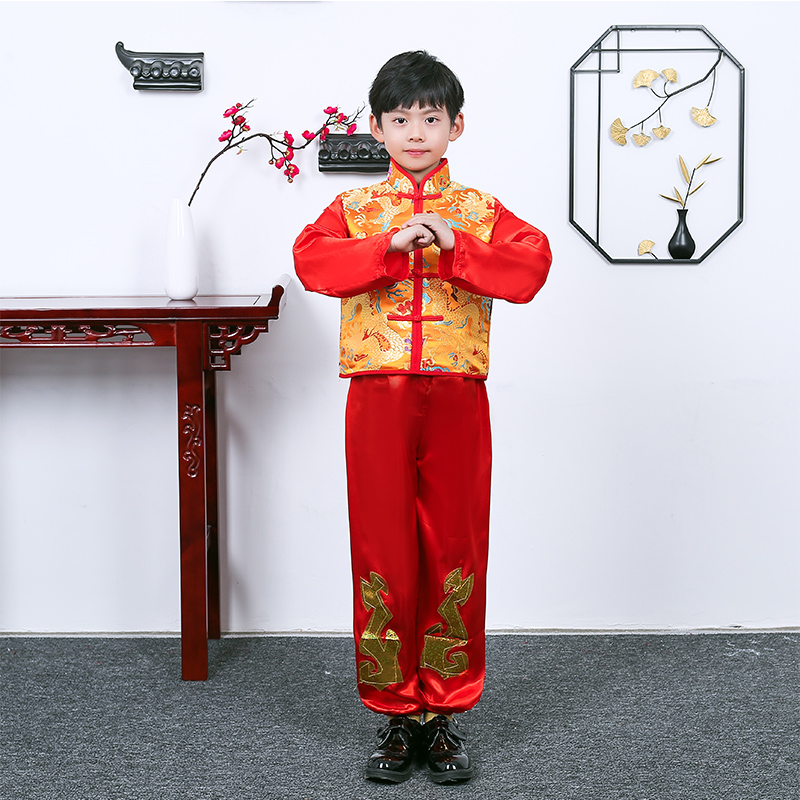 儿童元旦新年春节演出服中国风喜庆开门红女孩表演服装舞蹈公主裙