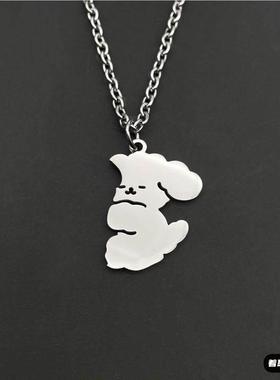 闺蜜项链女二人款小狗抱抱项链可爱钛钢礼物ins风一对闺蜜潮酷姐