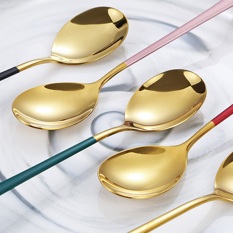 加厚304不锈钢叉子勺子创意汤勺可爱家用网红韩式长柄主餐西瓜勺,淘宝优惠券,粉丝福利购,淘宝优惠卷
