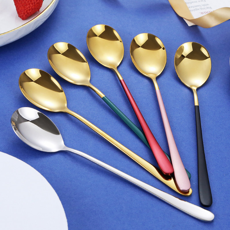 加厚304不锈钢叉子勺子创意汤勺可爱家用网红韩式长柄主餐西瓜勺,淘宝优惠券,粉丝福利购,淘宝优惠卷