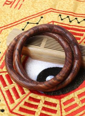 天经金刚手镯圈枣木圈乾坤七星环女士十字阴阳道家雷击男法器雕刻