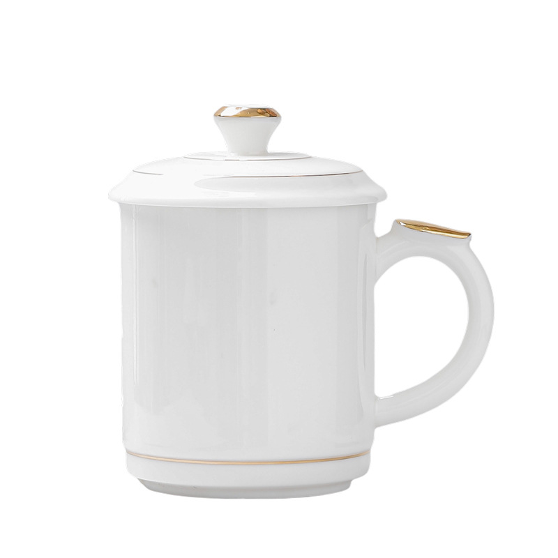 羊玉月牙杯过滤脂茶杯绿杯家用水杯泡茶杯陶瓷茶白瓷办公杯logo - 图3