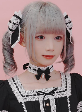 蝴蝶结水滴珍珠吊坠项圈项链