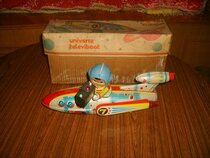 Glow Ancient Residence Old Tin Toys-Electric Cosmos TV car with original packaging box (Pau fidelity)