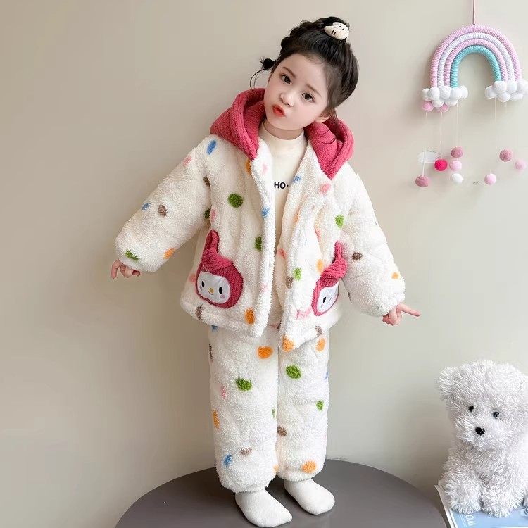 女童珊瑚绒家居服套装三层加厚冬季夹棉可爱保暖可外穿睡衣两件套,淘宝优惠券,粉丝福利购,淘宝优惠卷