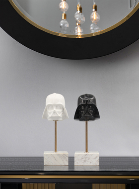 黑色骷髅武士金属拼接大理石底座