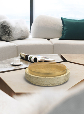 轻奢风金属餐桌样板间大理石托盘