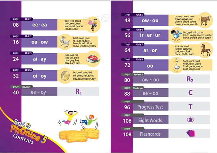 原版进口少儿英语自然拼读教材新版 Smart Phonics 5级含app小学短期课程 双元音组合 辅助教材见词能读听音能写