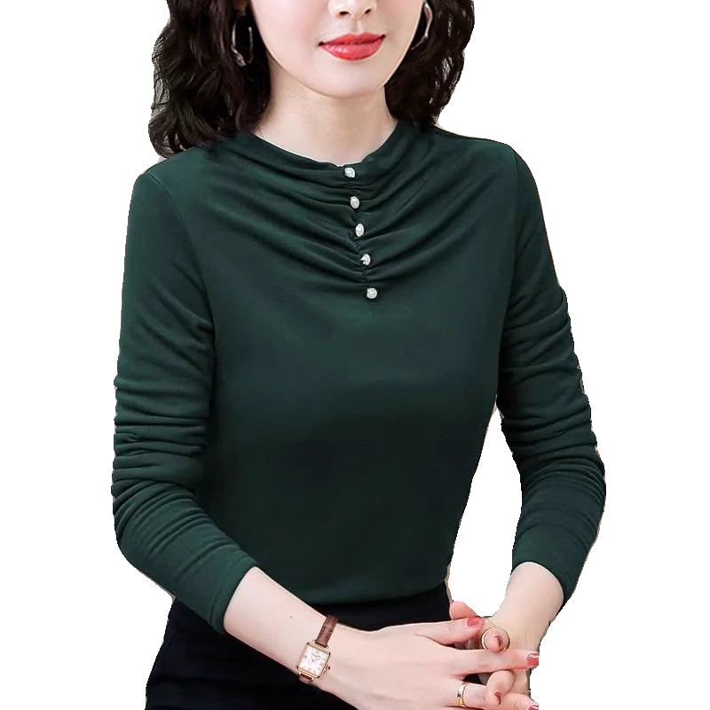 双面德绒加绒加厚打底衫女新款秋冬内搭中年妈妈长袖洋气T恤上衣