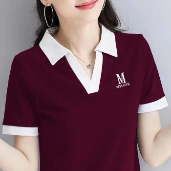 2024 Summer POLO Collar T-Shirt Short Sleeve T-Shirt Loose Large Size ແມ່ຂອງແມ່ຍິງໄວກາງຄົນຄົນອັບເດດ: Tops Bottoming ເສື້ອສໍາລັບແມ່ຍິງ