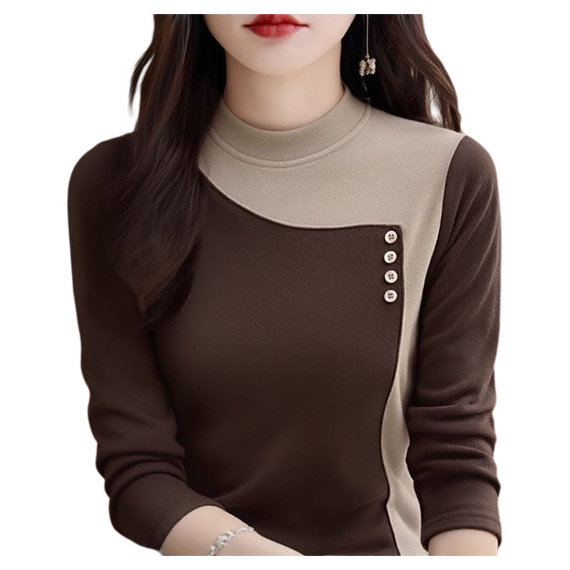 秋冬季双面新款加厚圆领半高领打底时尚洋气拼色长袖百搭保暖上衣,淘宝优惠券,粉丝福利购,淘宝优惠卷