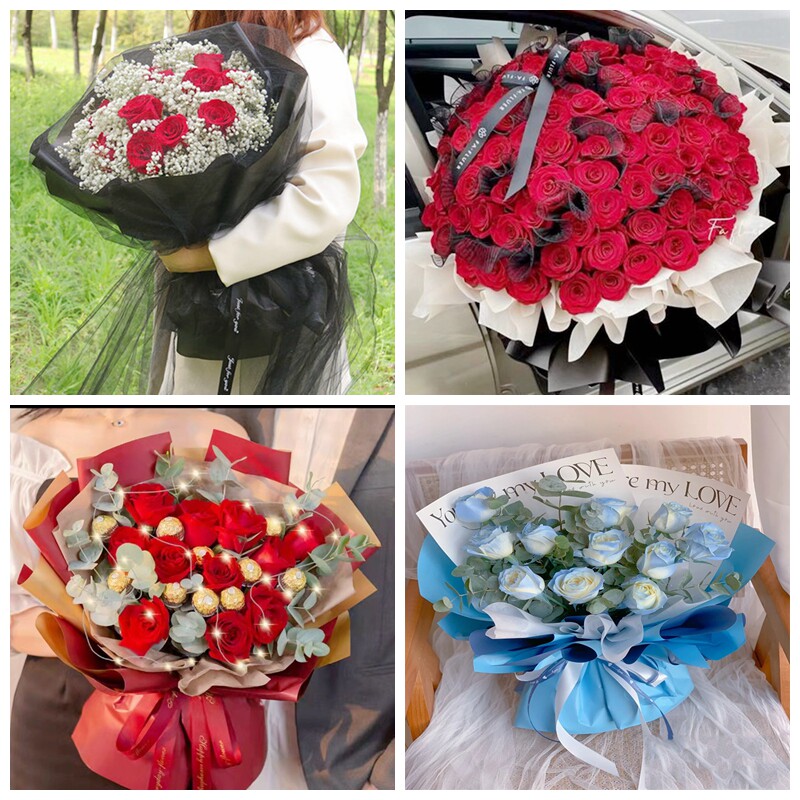 南阳市镇平县唐河县桐柏县圣诞节碎冰蓝红玫瑰花束同城鲜花店表白 - 图1