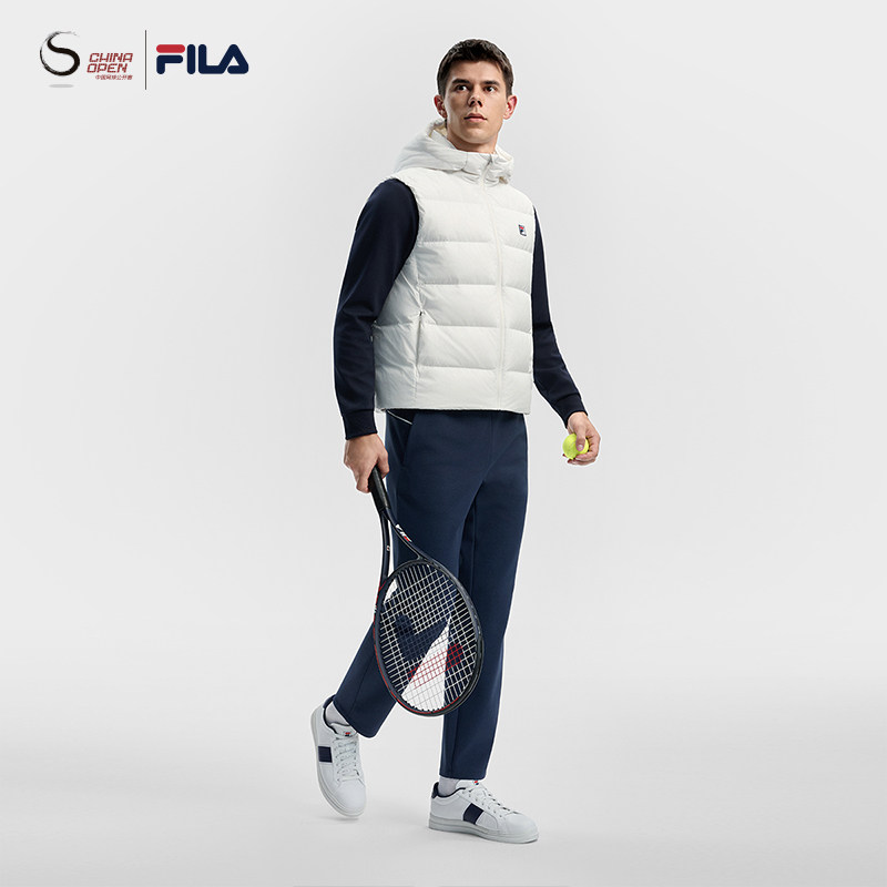 FILA 斐乐官方男士羽绒马甲2025冬新款网球运动基础保暖连帽外套,淘宝优惠券,粉丝福利购,淘宝优惠卷