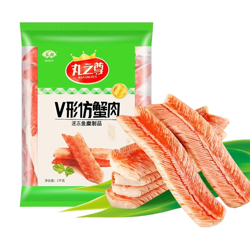 安井丸之尊V形仿蟹肉1kg火锅麻辣烫关东煮食材蟹味棒速冻鱼糜制品 - 图3