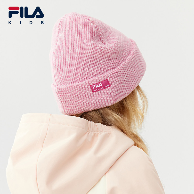FILA斐乐儿童帽子2025年冬季新款男女童小童弹力户外休闲针织帽,淘宝优惠券,粉丝福利购,淘宝优惠卷