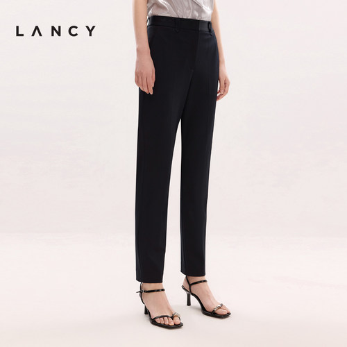 LANCY/朗姿2025春新款商务小脚裤高腰显瘦萝卜裤百搭通勤西装裤子 - 图1