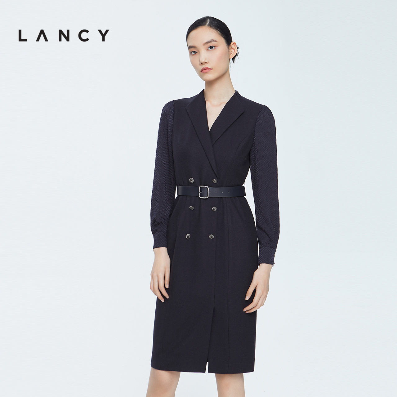 LANCY/朗姿秋冬羊毛西装连衣裙法式商务通勤收腰显瘦高级感裙子女