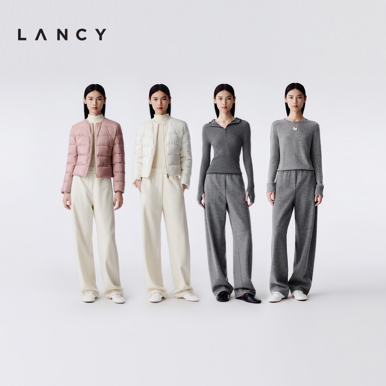LANCY/朗姿2025冬新款简约羊毛阔腿高腰直筒休闲西装裤百搭长裤女,淘宝优惠券,粉丝福利购,淘宝优惠卷