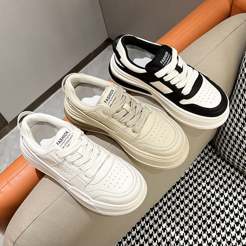 爆款真皮小白鞋女2025春季新款厚底松糕女鞋网红百搭运动休闲板鞋 - 图2