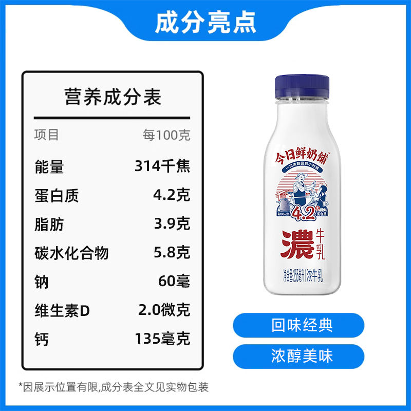 【补贴】新希望官方旗舰店今日鲜奶铺特浓牛乳低温高钙儿童早餐奶