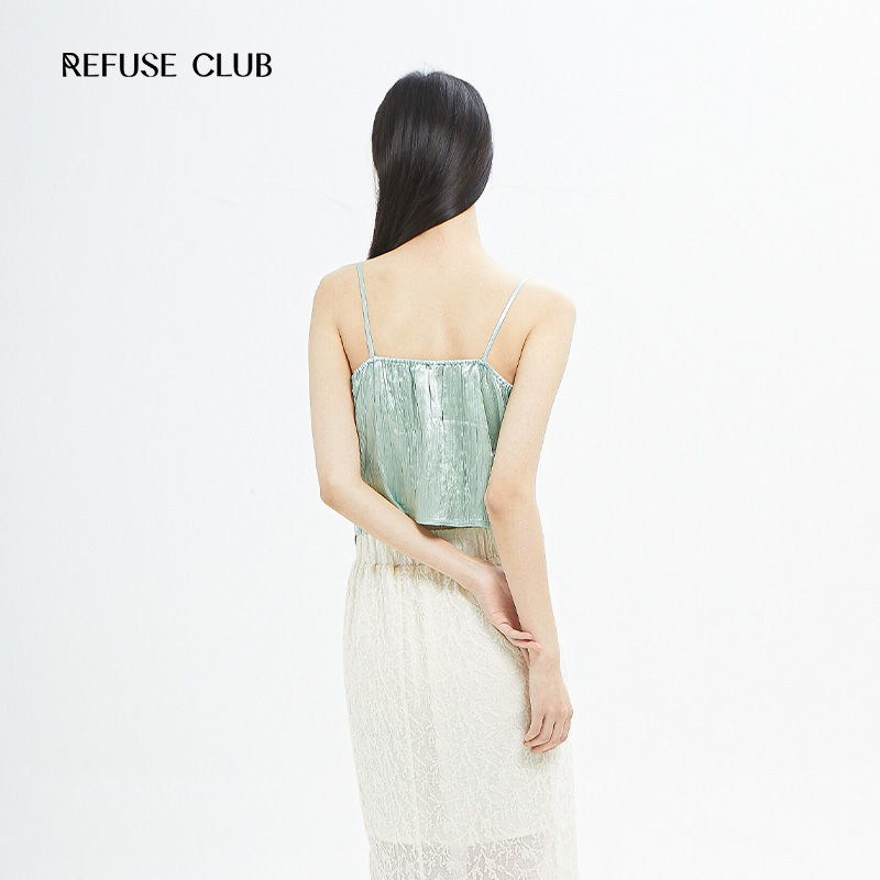 【新中式品牌】REFUSE CLUB 24春夏设计师醋酸吊带挂脖上衣半裙 - 图3