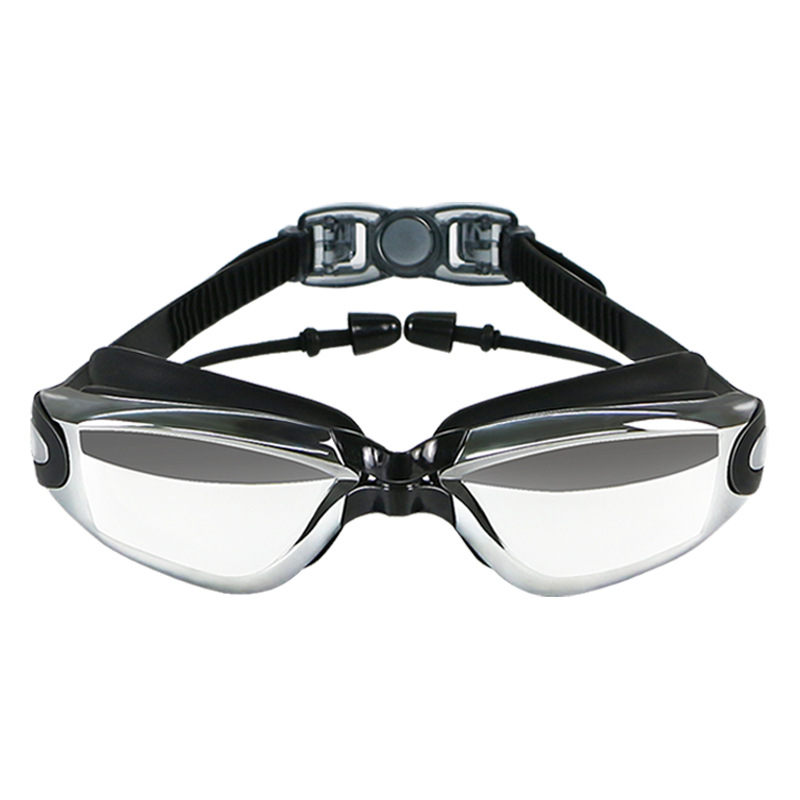 泳镜男女士高清近视防雾防水平光电镀大框游泳护目眼镜带耳塞装备 - 图3