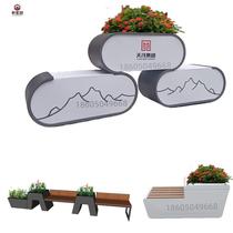 Outdoor Flower Case Stainless Steel Flower Groove Custom Iron Art Rectangular Flower Shelf Mobile Flower Pot Flower Bowl Sitting Stool Tree Pool