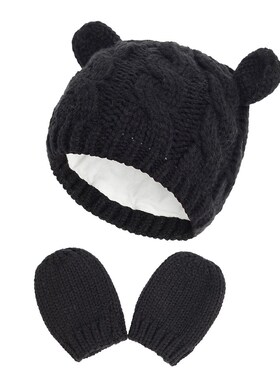 id Warm Cute Glove 2pcs Lovely Beanie Kids Newborn Cap 0-18M