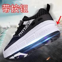 Wheel Slide Shoes Thick Bottom Male style Shiny Light Shoes Spring Summer Girls Adults Children Double Wheels Deformation Shoes Wheels Shoes Sliding Shoes Invisible