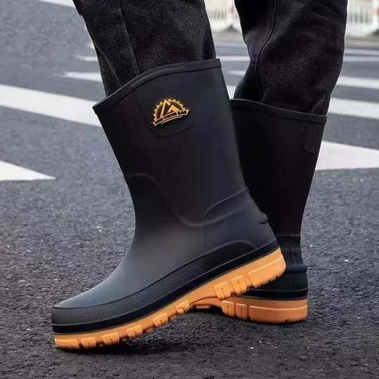 Men's non-slip waterproof rain boots mid-calf rubber shoes
