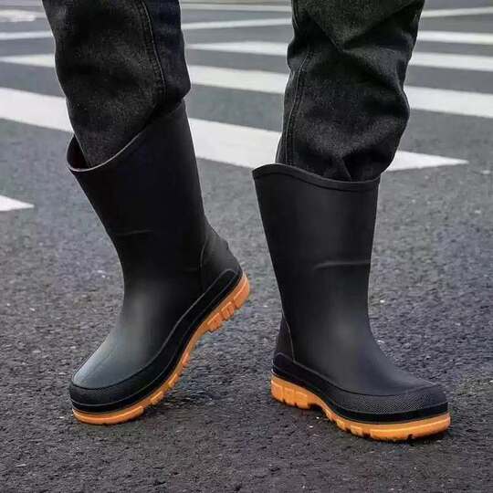 Men's non-slip waterproof rain boots mid-calf rubber shoes
