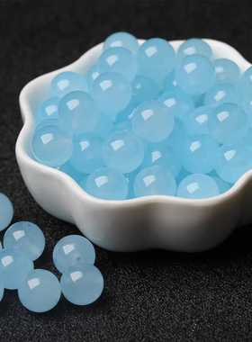7A优选海蓝宝色玉髓散珠子手串