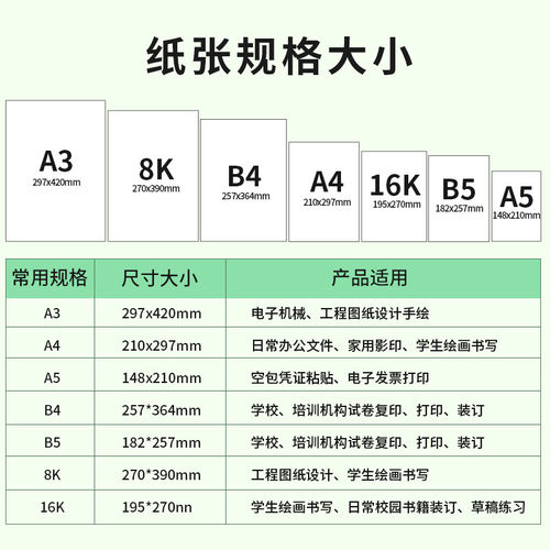 【天章/TANGO】新绿天章70g/B5/16K/B4/8K复印纸打印纸办公用学生作业草稿纸画图专用白纸单包装500张包邮 - 图3