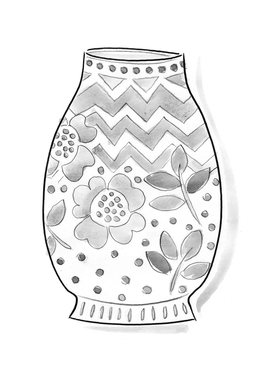 FQR LIVING瑞典艺术家GUDRUNSJODEN手工绘画绿色花卉图案陶瓷花瓶